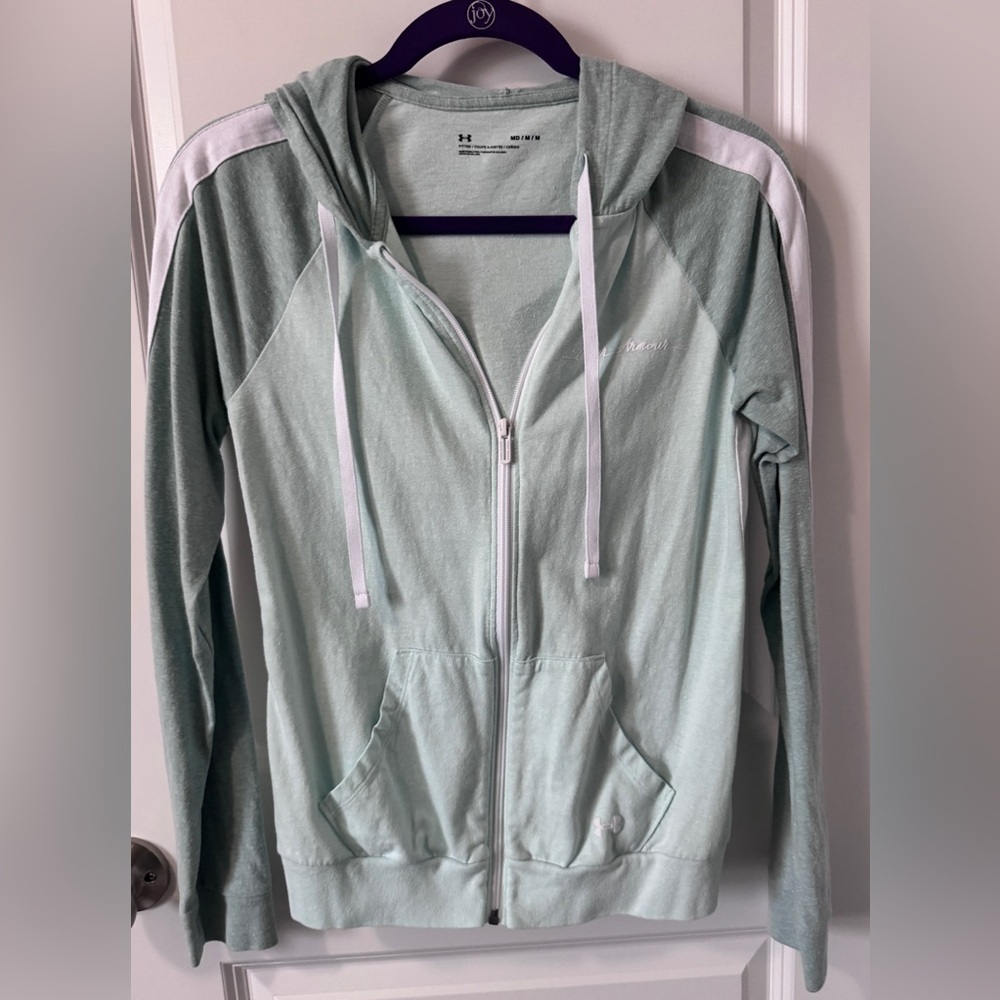 Under Armour Women's Light Green and White Zip-Up Lightweight Jacket Size Medium